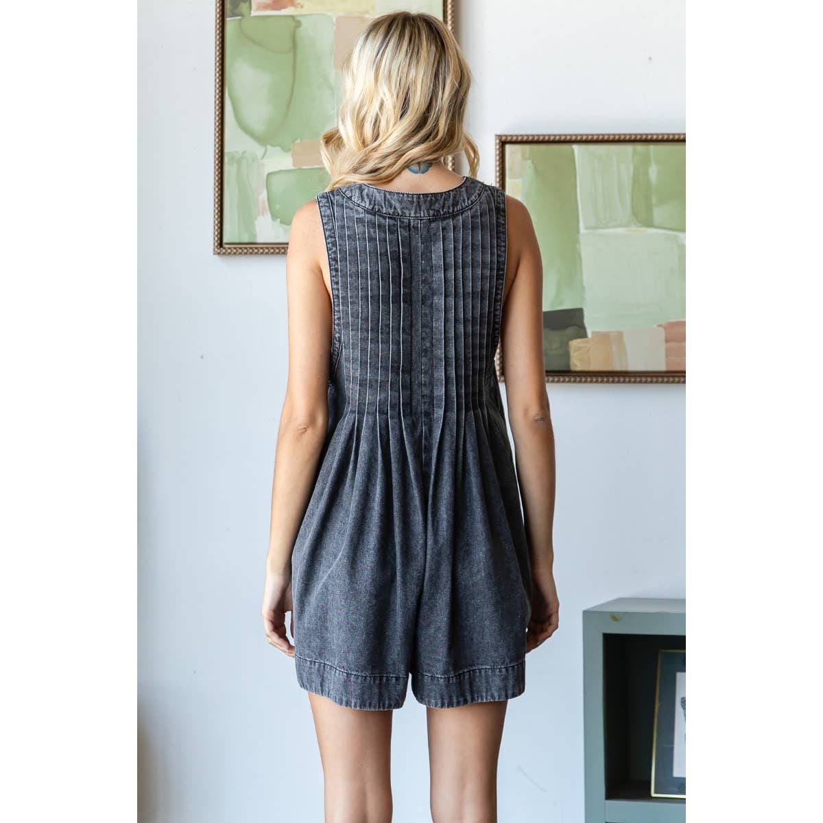 V-neck Denim Romper