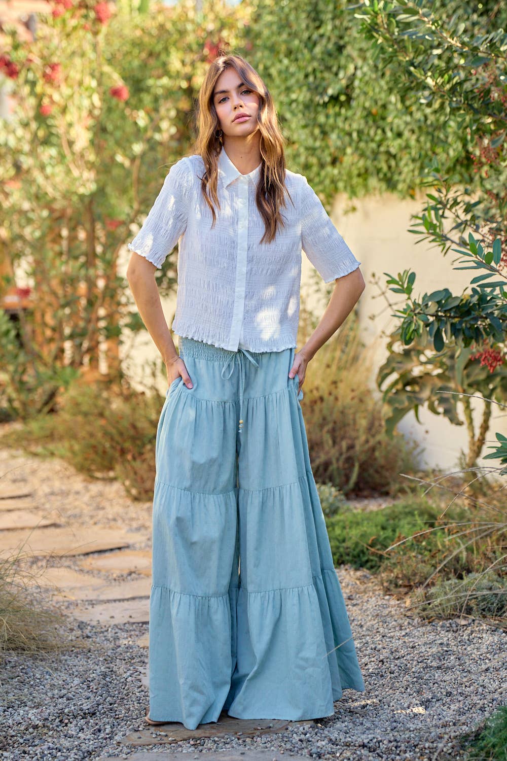 Seafoam Tier Bell Pants