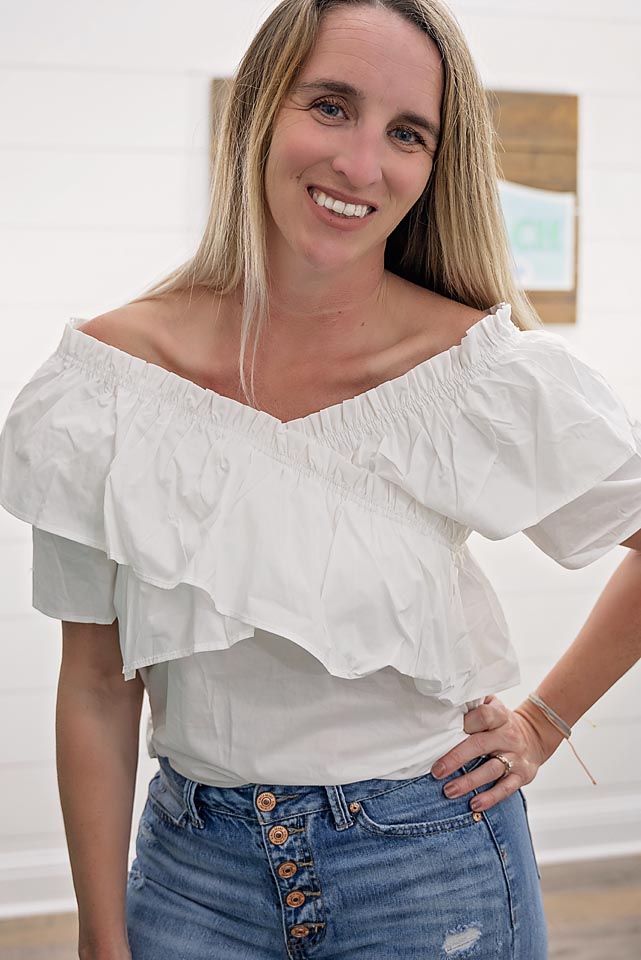 V Neck Ruffle Top