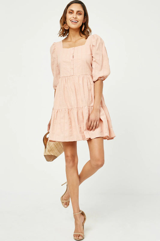 Pink Square Neck Dress