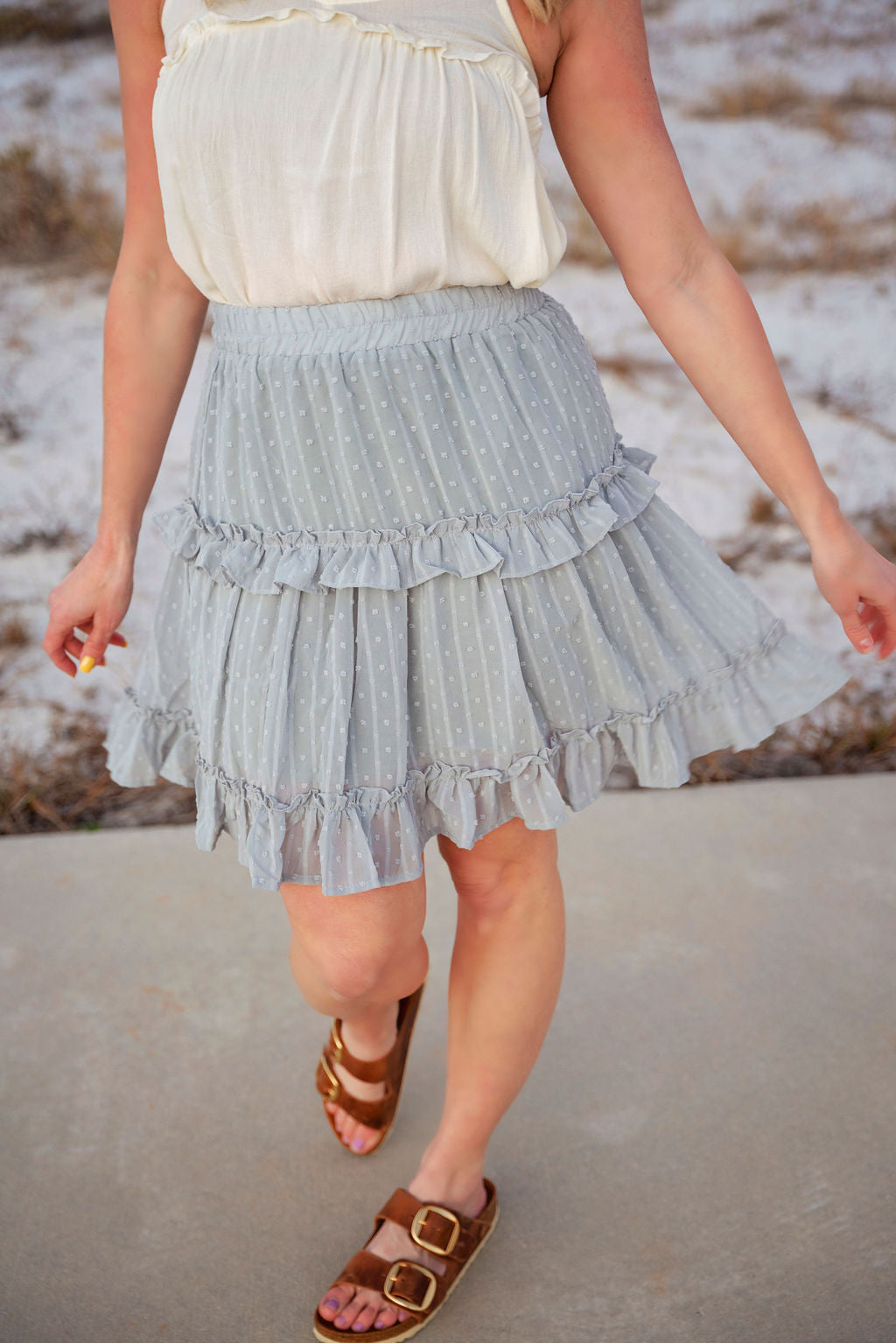 Seafoam Blue dot skirt