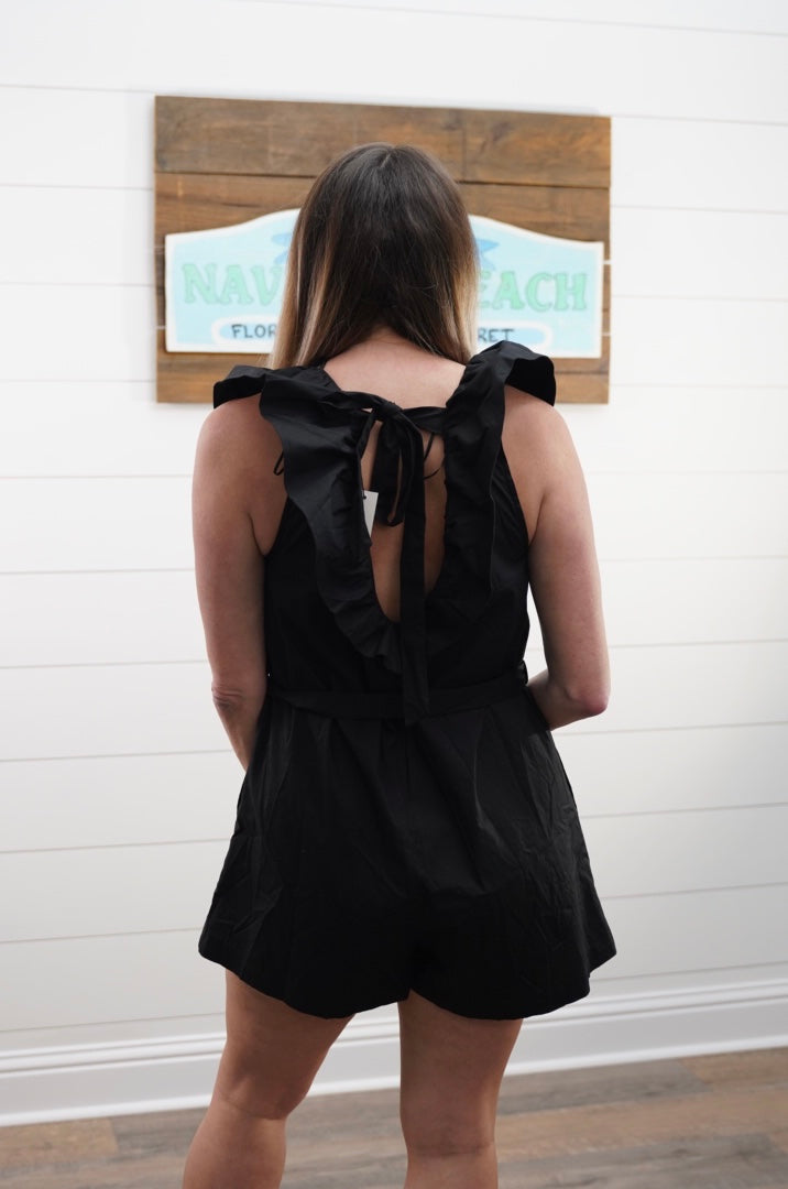 Ruffle V- back Romper