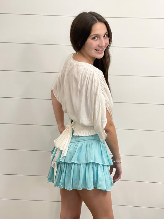 Beach Babe Ruffle Skirt - Milky Blue