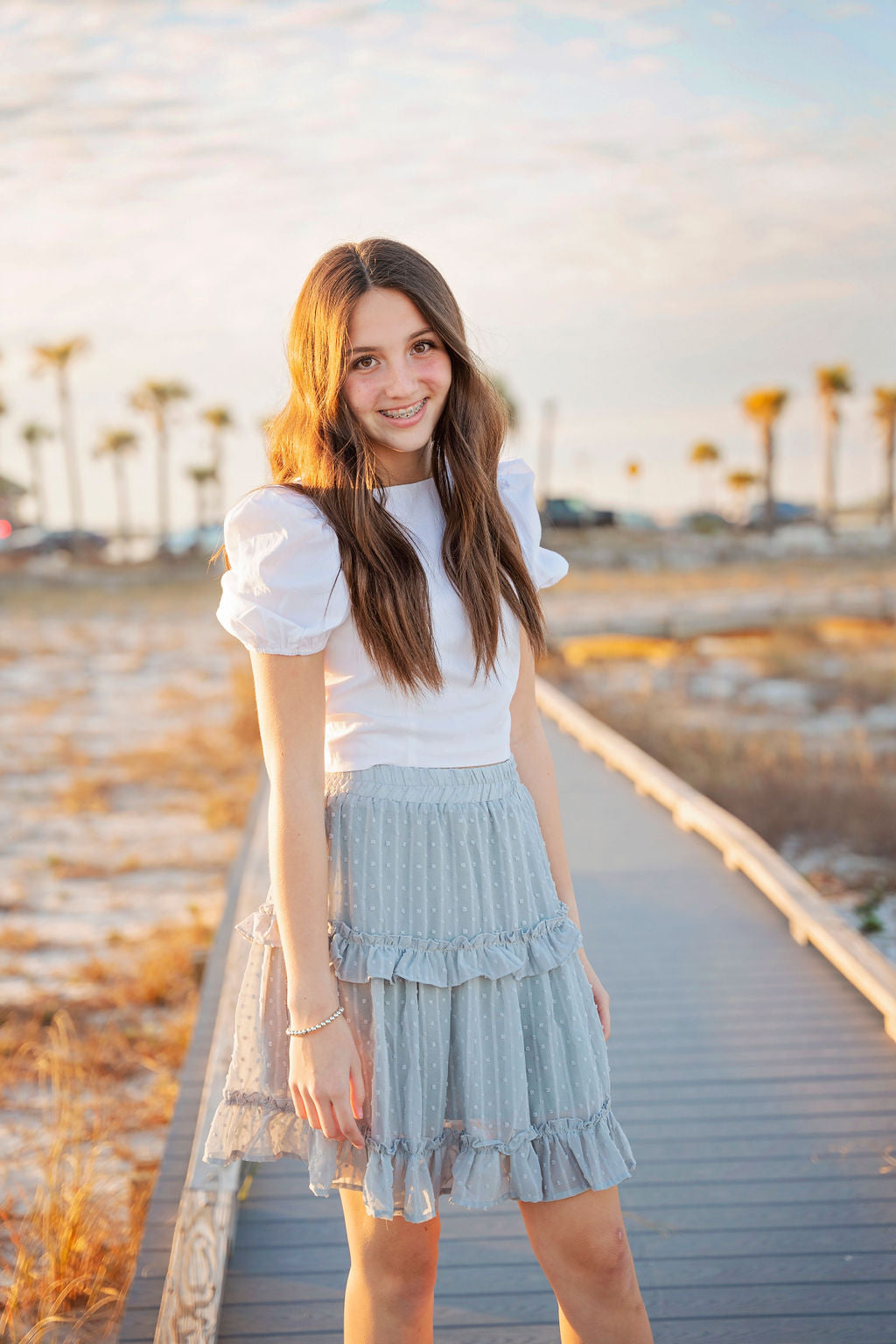 Seafoam Blue dot skirt