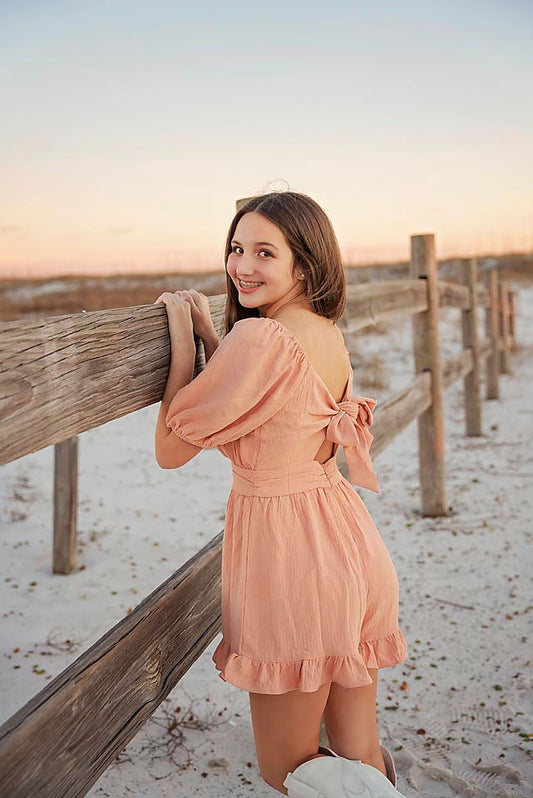 Peach Tie-back Romper