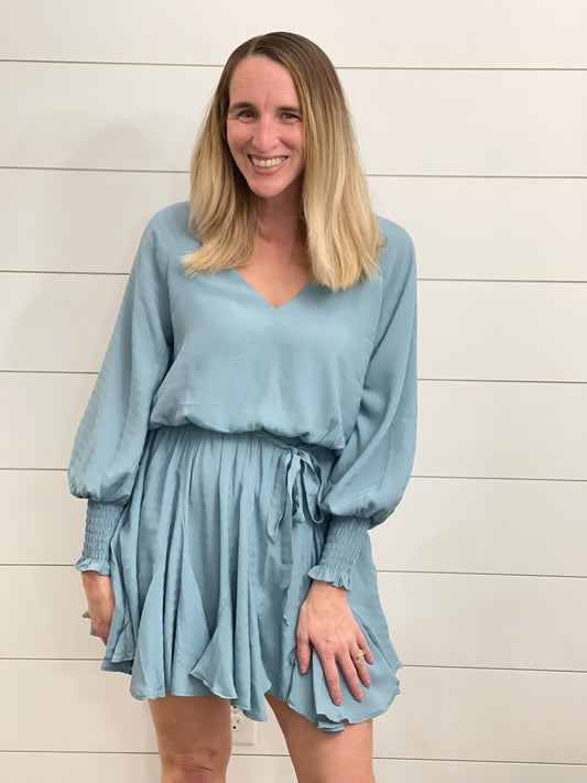 Sea Breeze Romper Dress - Misty Blue