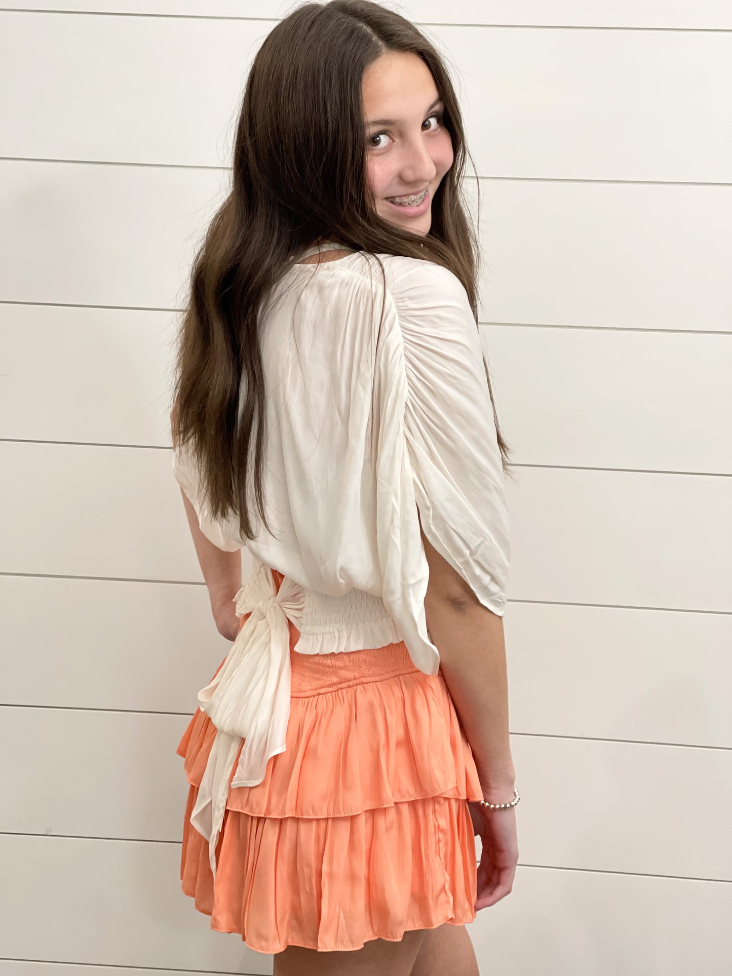 Beach Babe Ruffle Skirt - Milky Papaya