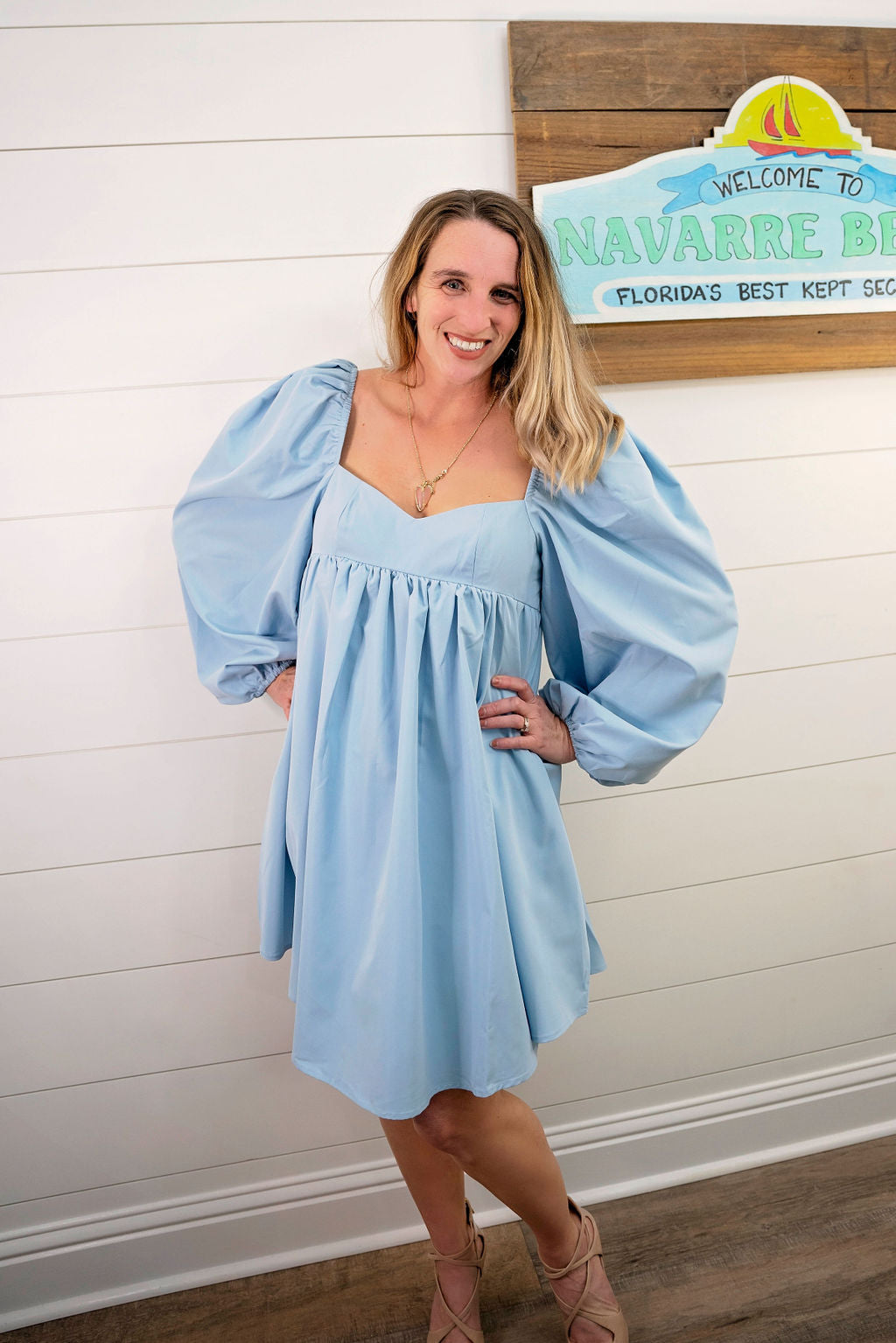 Bell sleeve cheap babydoll dress