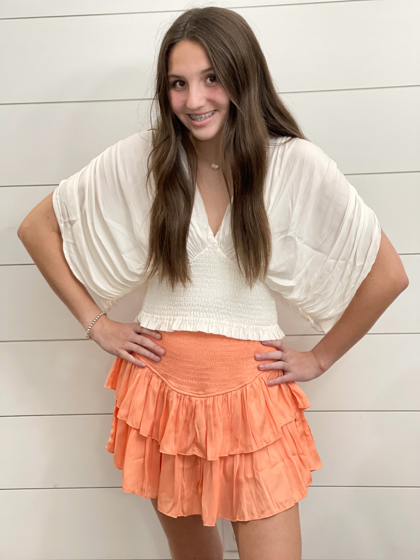 Beach Babe Ruffle Skirt - Milky Papaya